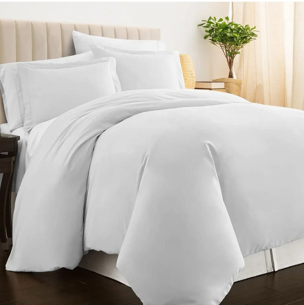 Pizuna Pure 100% Cotton King Duvet Cover with Shams, Luxurious 400 Thread Count